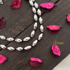 Vriksham Oxidized Silver Double Layer Beaded Long Dolki Neckpiece-S974