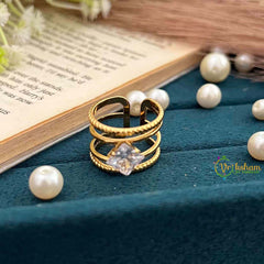 Vriksham Geometric Princess-Cut Triple Row Statement Anti Tarnish Finger Ring- G21953