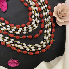 Vriksham Exquisite Layered Coral & White Beaded Mala-G17015