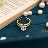 Vriksham Architectural Gold Heart Twisted Statement Anti Tarnish Finger Ring- G21954