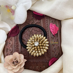 Vriksham Floral Pendant Rubber Band-Golden-H1023