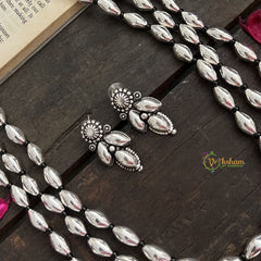 Vriksham Oxidized Silver Triple Layer Beaded Long Dolki Neckpiece-S975