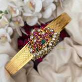 Vriksham Classic Dual Peacock Design Pendant With Plain Hipbelt-Aqua Green Bead-G21367