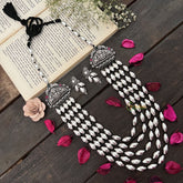 Vriksham Oxidized Silver Multi-Strand  Lakshmi Motif Statement Long Dolki Neckpiece-S976