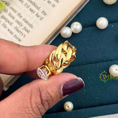 Vriksham Bold Curb Chain Ring with Brilliant Round Crystal Anti Tarnish Finger Ring- G21951