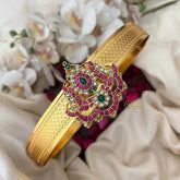 Vriksham Premium Diya Design Pendant With Plain Hipbelt-Aqua Green Bead-G21368