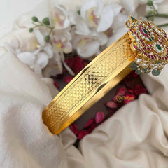 Vriksham Premium Diya Design Pendant With Plain Hipbelt-Aqua Green Bead-G21368