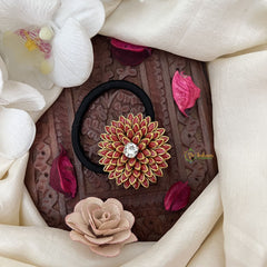 Vriksham Floral Pendant Rubber Band-Red-H1028