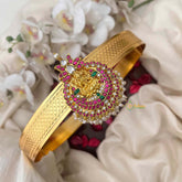 Vriksham Elegant Lakshmi Design Pendant With Plain Hipbelt-Green Bead & Rice Pearls-G21369