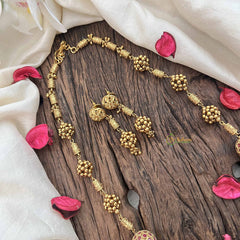 Vriksham Elegant Antique Gold Ball With Red Ruby Circle Beaded Neckpiece-G20664