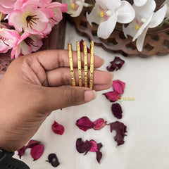 Vriksham Gold Look Alike Daily Wear Antique Design Set Four Bangles-G18032