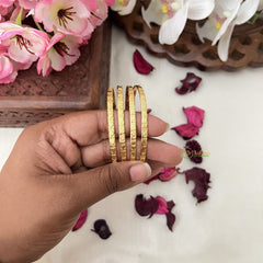 Vriksham Gold Look Alike Daily Wear Heart Design Thick Set Four Bangles-G18025