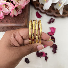 Vriksham Gold Look Alike Daily Wear Leaf Design Set Four Bangles-G18028