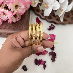 Vriksham Gold Look Alike Daily Wear Fish Design Set Four Bangles-G18031