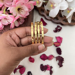 Vriksham Gold Look Alike Daily Wear Flower Design Set Four Bangles-G18029