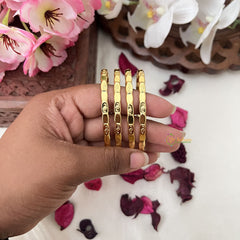 Vriksham Gold Look Alike Daily Wear Floral Design Bangles-G18024
