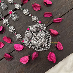 Vriksham Lakshmi Dual Peacock Motif Detailing With Black Thread Neckpiece-S981