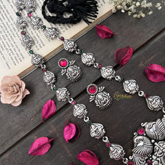 Vriksham Lakshmi Dual Peacock Motif Detailing With Black Thread Neckpiece-S981