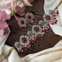Exclusive Victorian Diamond Choker-Red Beads-VV1647