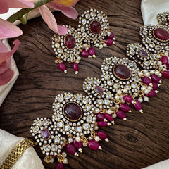 Exclusive Victorian Diamond Choker-Red Beads-VV1647