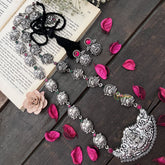 Vriksham Lakshmi Temple Oxidized Silver With Black Thread Neckpiece-S984