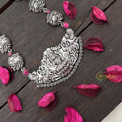 Vriksham Lakshmi Temple Oxidized Silver With Black Thread Neckpiece-S984