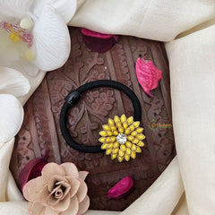 Vriksham Floral Pendant Rubber Band-Yellow-H1044