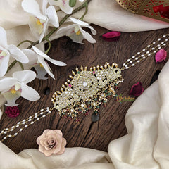 Exquisite White Jadau Kundan Dual Side Peacock Choker-J2482