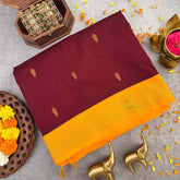 Vriksham Maroon & Yellow Border With Butta Design Kalyani Cotton Saree-VS4952