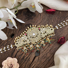 Exquisite White Jadau Kundan Dual Side Peacock Choker-J2482
