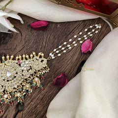 Exquisite White Jadau Kundan Dual Side Peacock Choker-J2482