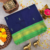 Vriksham Royal Blue & Lime green Border With Butta Design Kalyani Cotton Saree-VS4949