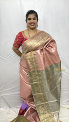 Vriksham Pastel Pink With Minakari Work & Full Silver Zari Kanchi Silk Saree-VS4780