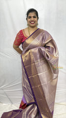 Vriksham Lavender With Purple-Gold Full Brocade Work Kanchi Silk Saree-VS4777