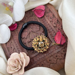 Vriksham Floral Tilak Shape Pendant Rubber Band-Brown-H1049