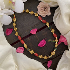 Vriksham Gold Look Alike Coral & Green Bead Neckpiece-G17037