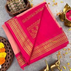 Vriksham Pastel Pink & Pink Border With Butta Design Kalyani Cotton Saree-VS4955
