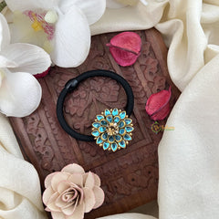 Vriksham Floral Tilak Shape Pendant Rubber Band-Sky Blue-H1050