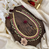 Exquisite Jadau Kundan Jalebi Neckpiece-White Green Pearls-J2468