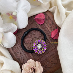 Vriksham Floral Tilak Shape Pendant Rubber Band-Purple-H1051