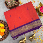 Vriksham Royal Red & Blue Border With Butta Design Kalyani Cotton Saree-VS4958