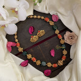 Vriksham Gold Look Alike Green & Coral Beaded Mala-G17012