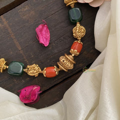 Vriksham Gold Look Alike Green & Coral Beaded Mala-G17012