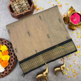 Vriksham Window Grey & Green Border With Butta Design Kalyani Cotton Saree-VS4970