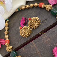 Vriksham Gold Look Alike Green & Coral Beaded Mala-G17012