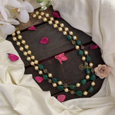 Vriksham Fancy 2 Layer Green & Off White Beaded Mala-G17018