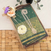 Dark Green Color Paithani & Gold-Plated Emerald Jewelry Gift Combo Set-Vriksham-G22596