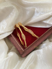 Gold Look Alike American Diamond Bangle Set-G11245