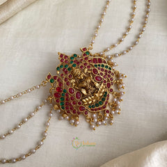 Dual Peacock Lakshmi Jada Bun Billai Maatil - Pearl Maatil - Red & Green - G11482