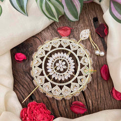 Vriksham Luxury Gold-Plated CZ Stone Studded Hair Bun Cage Accessory-BH1252